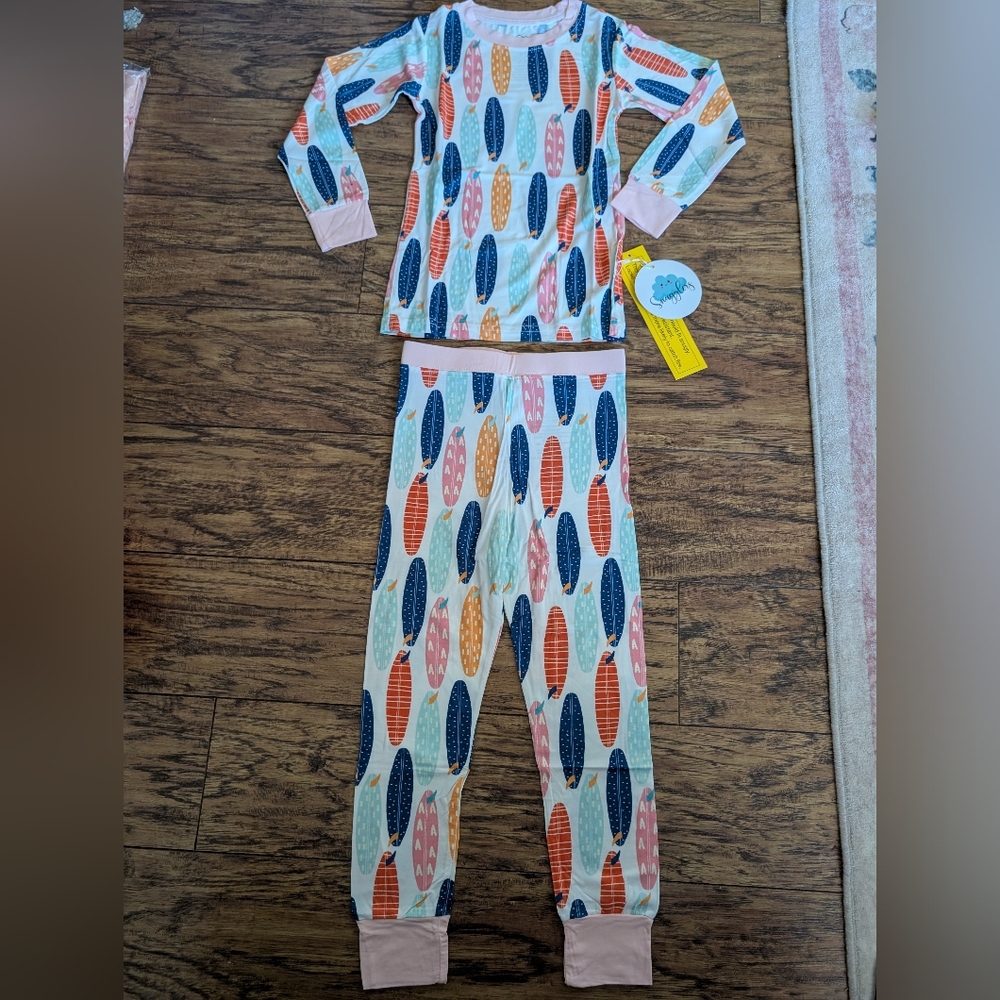 NWT Bamboo Pink Surf Board Long Sleeve 2‎ Piece Pajama Set